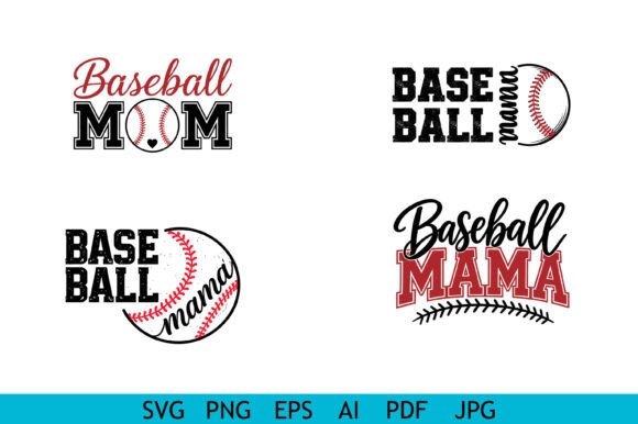 Baseball Mom Mama Bundle Grunge Heart Graphics for T-Shirt Designs