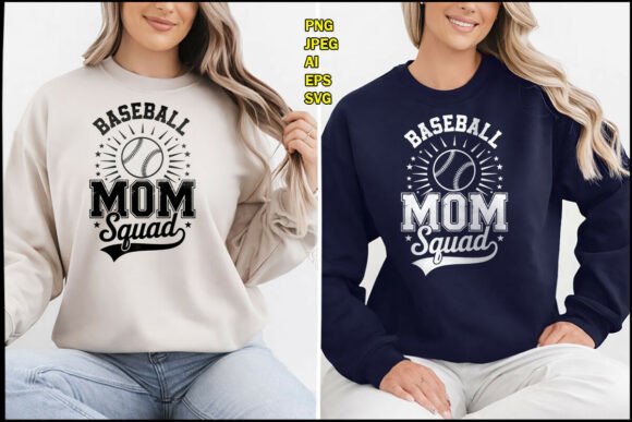 Baseball Mom Squad T-Shirt Design: A Vibrant Graphic for Local Branding