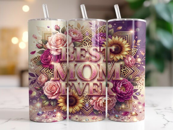 Best Mom Ever Floral Leopard Tumbler Graphics for Modern Branding Projects