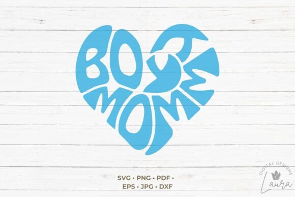 Boy Mommy Heart Word Art: A Versatile SVG Graphic for T-Shirt Designs