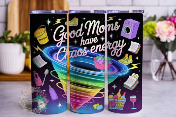 Chaos Energy Mom 20oz Tumbler Wrap: A Bold Graphic Design Asset for Creative Publishing