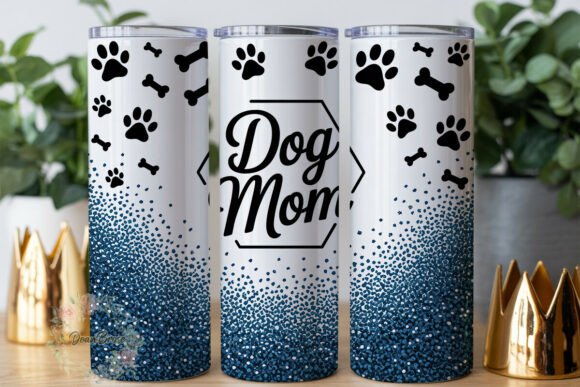 Dog Mom Glitter Paw Print 20oz Wrap: A Vibrant Design Asset for Tumbler Projects
