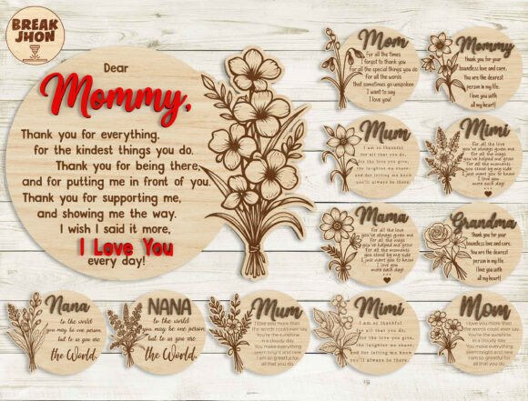 Laser-Cut Mom Plaque SVG for Mother’s Day Content