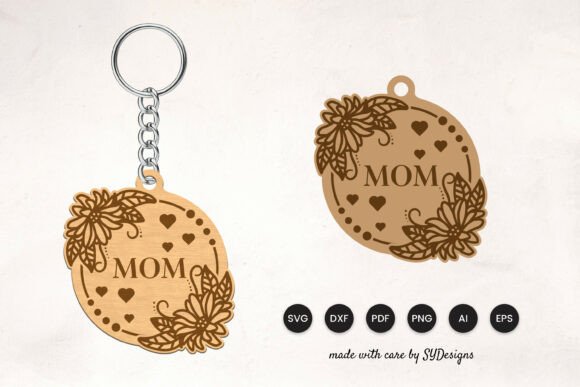 Laser-Cut Mother’s Day Keychain Design for Creative Marketing