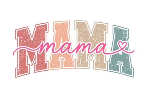 Mama Retro Pastel Distressed Typography for T-Shirt Designs and Graphics