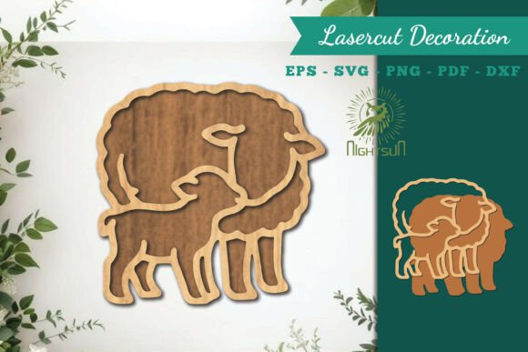 Mom and Baby Sheep Lasercut Decoration for Home Decor Projects