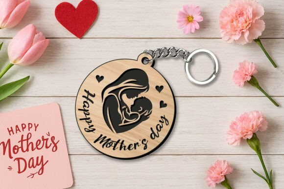 Mother's Day Keychain Gift SVG for Laser Cutting Projects