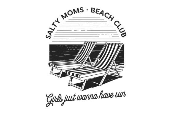Salty Moms Beach Club Vintage Design: A Retro Graphic Asset for Content Creators