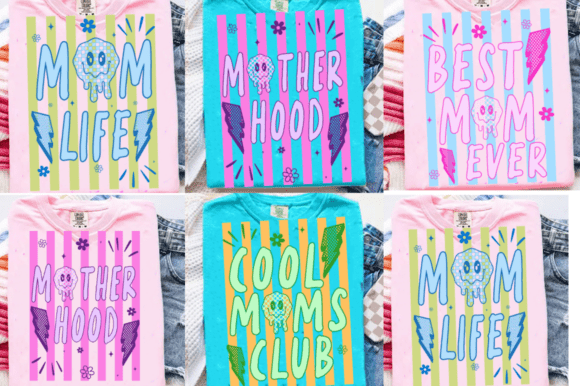 Striped Neon Mom Life Coquette Bundle: A Vibrant Graphic Design Asset for T-Shirt Designs