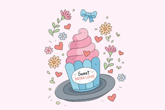 Sweet Mom Love Graphics: A Playful Illustration for Local Business Branding