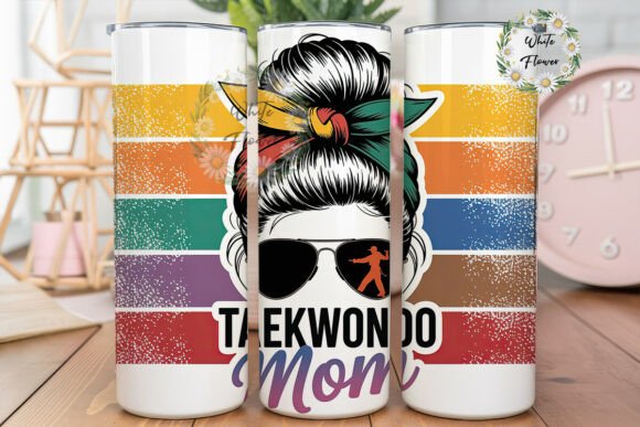 Taekwondo Mom Messy Bun 20oz Tumbler Graphics for Creative Sellers
